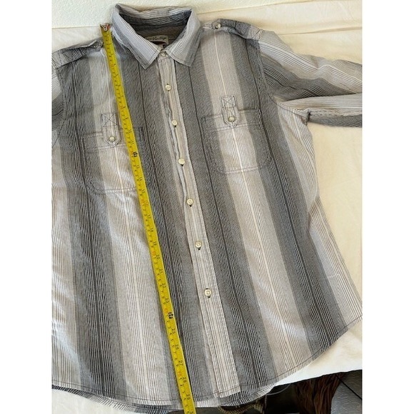 "Rare Vintage" Brand Men's Western Rodeo Shirt Grey Stripe Pearl Snaps Sz Large - Picture 2 of 12